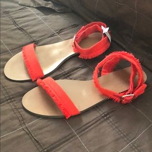 J Crew raw-edge grosgrain sandals